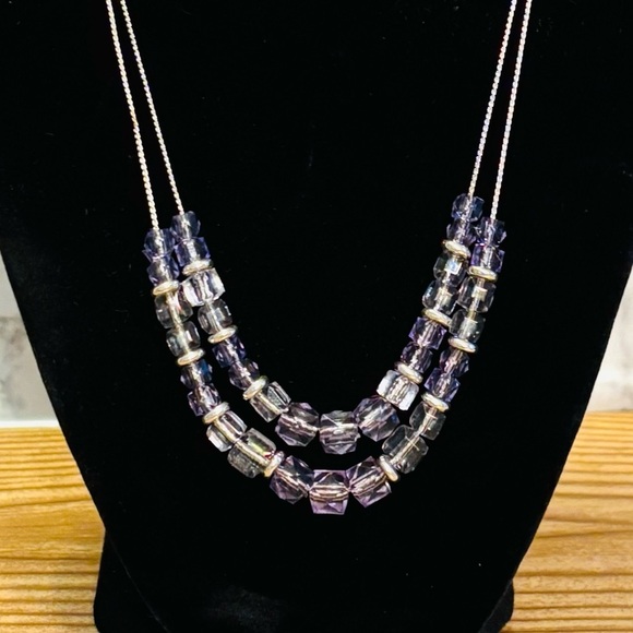 Swarovski Silver Tone Crystal Beaded ate-Strand Necklace - Picture 2 of 5